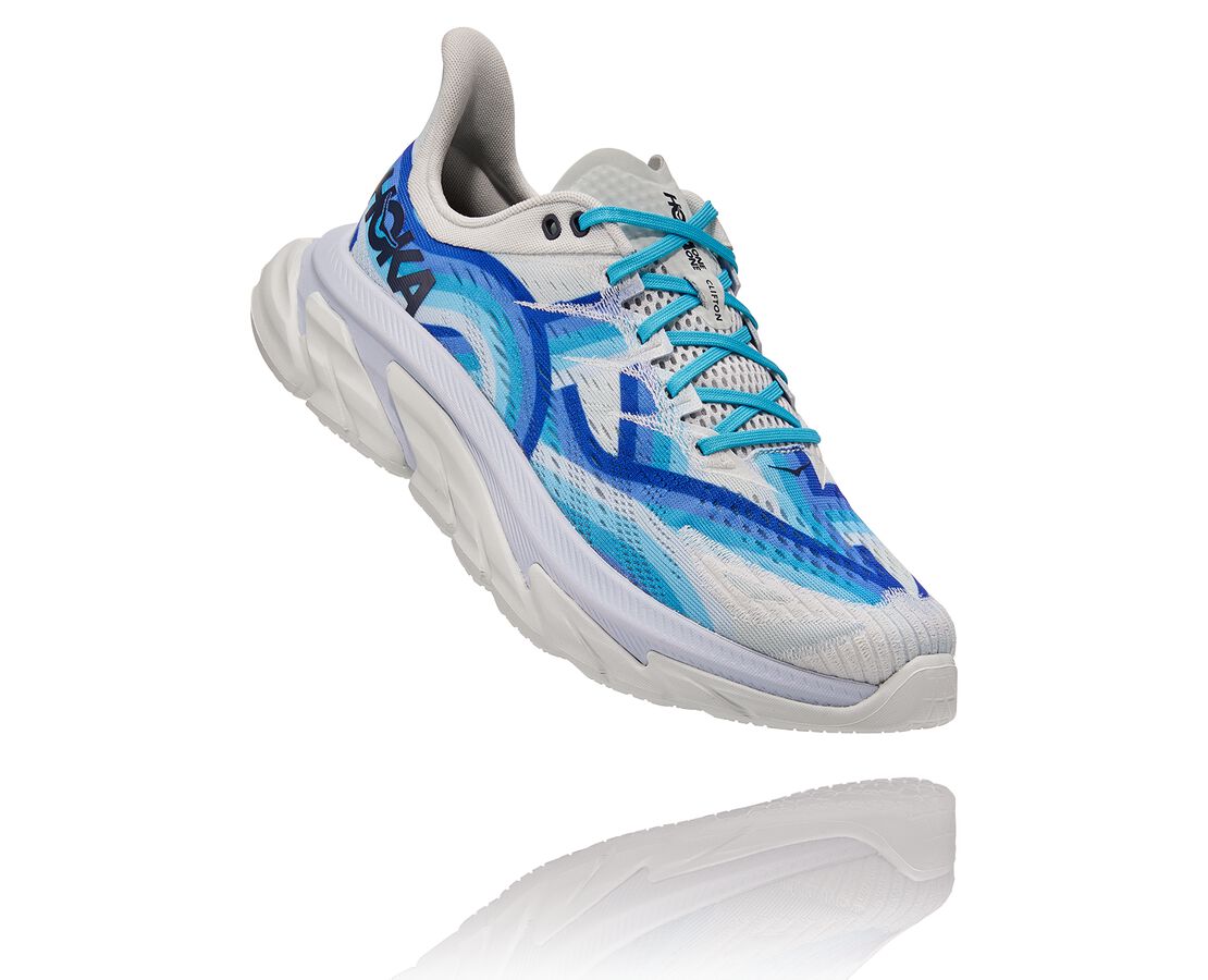 Hoka One One All Gender Clifton Edge Geometric Road Running Shoes Blue Flower (HO1405) Australia